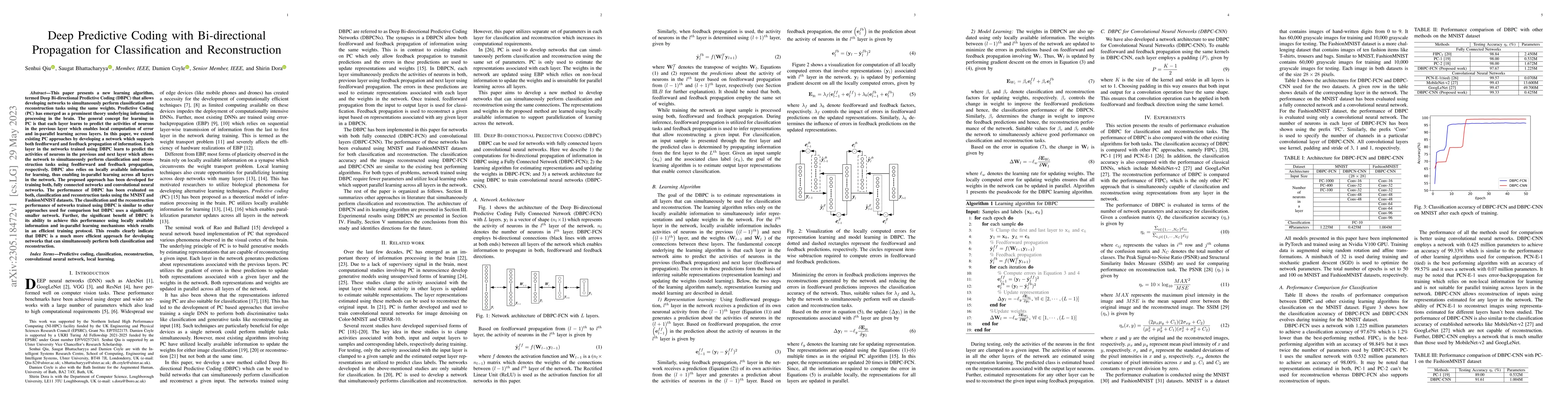 Thumbnail for Deep Predictive Coding with Bi-directional Propagation for
  Classification and Reconstruction