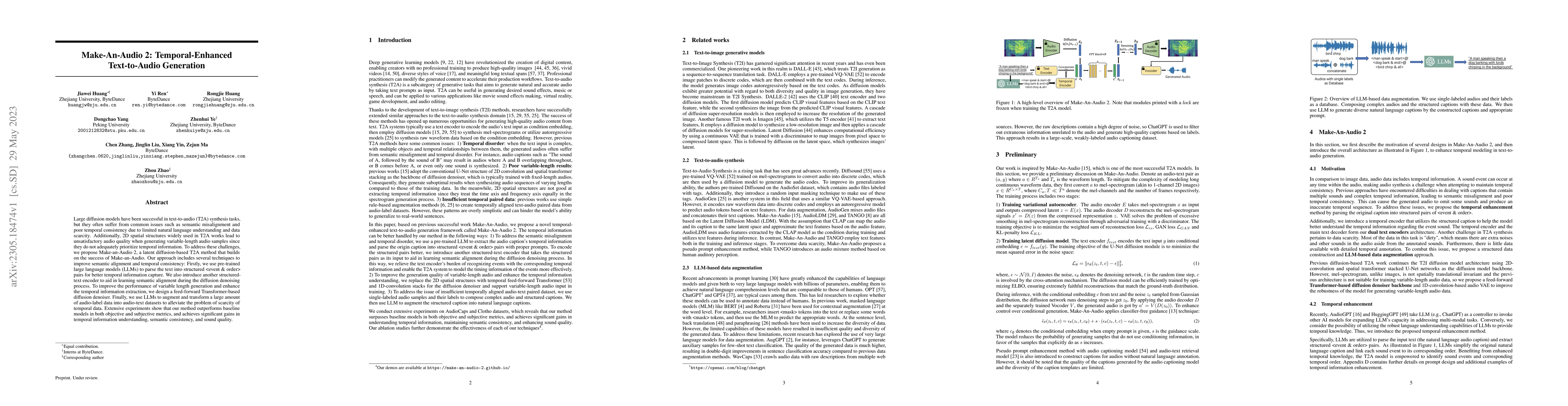 Thumbnail for Make-An-Audio 2: Temporal-Enhanced Text-to-Audio Generation