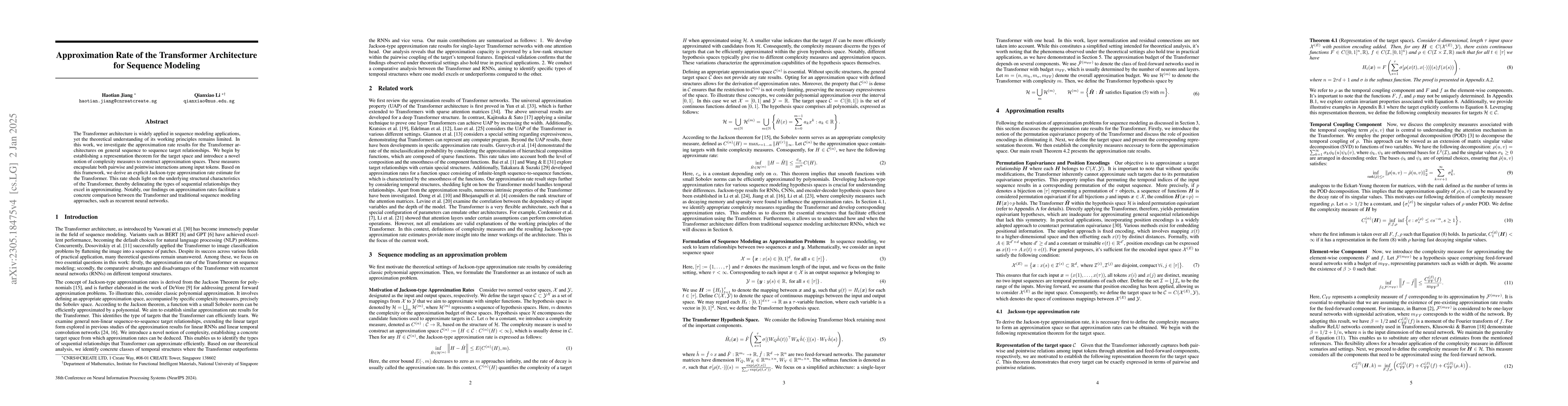 Thumbnail for Approximation Rate of the Transformer Architecture for Sequence Modeling