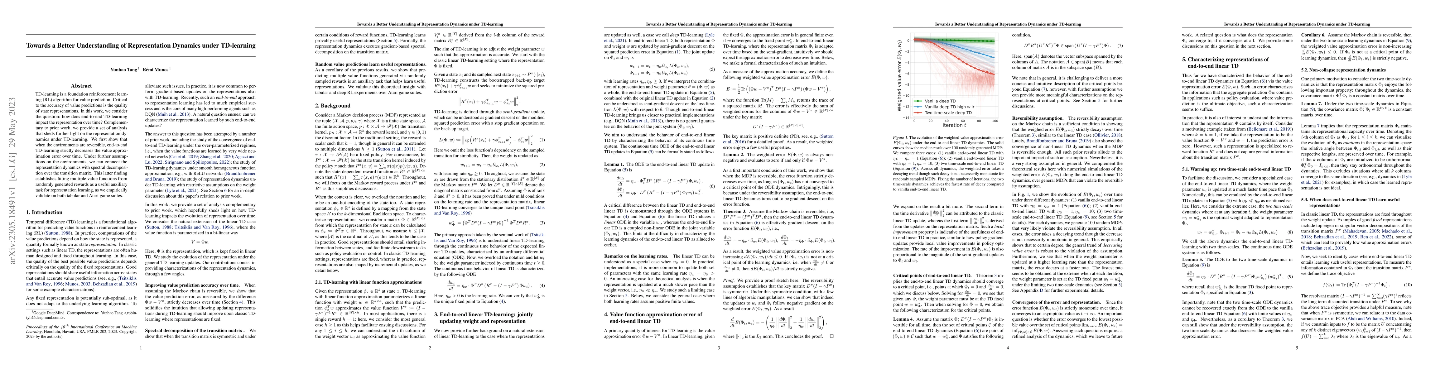 Thumbnail for Towards a Better Understanding of Representation Dynamics under
  TD-learning