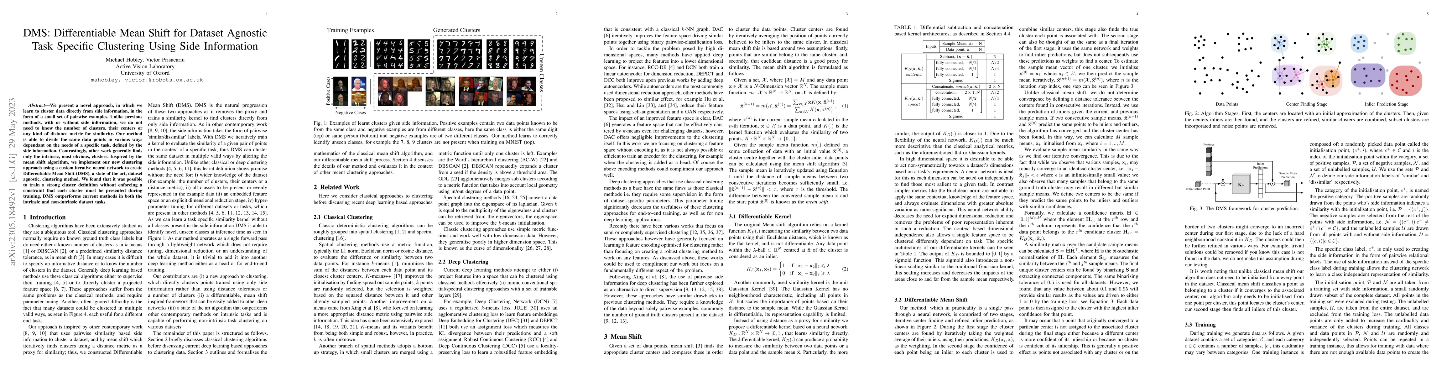 Thumbnail for DMS: Differentiable Mean Shift for Dataset Agnostic Task Specific
  Clustering Using Side Information