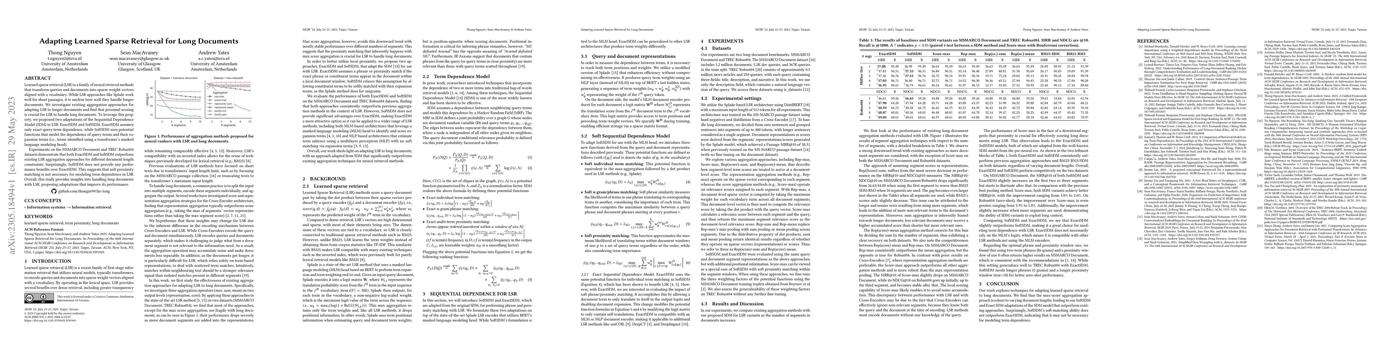 Thumbnail for Adapting Learned Sparse Retrieval for Long Documents