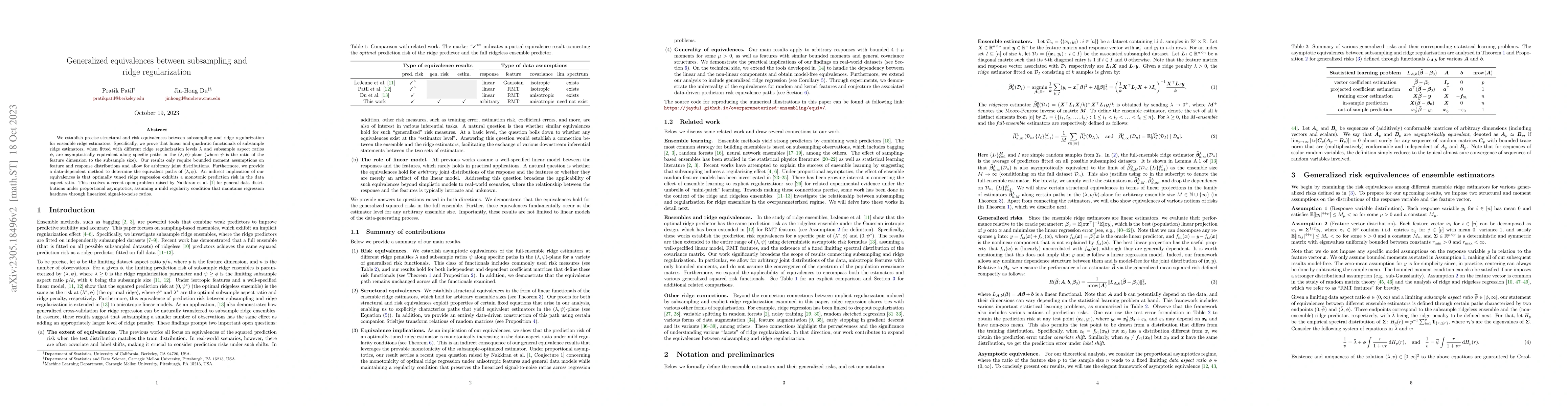 Thumbnail for Generalized equivalences between subsampling and ridge regularization