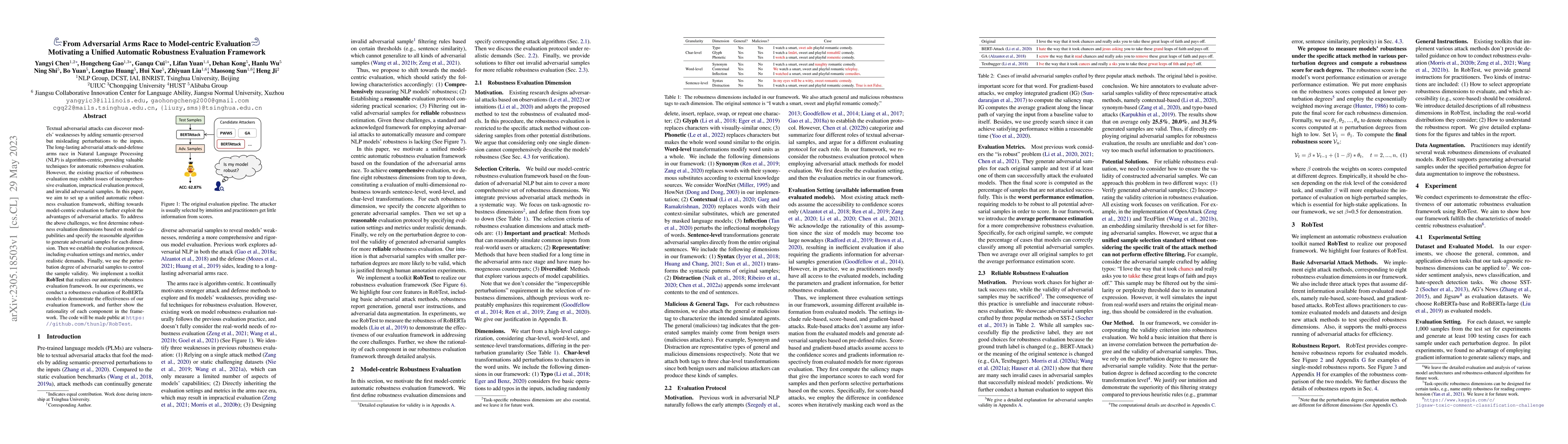 Thumbnail for From Adversarial Arms Race to Model-centric Evaluation: Motivating a
  Unified Automatic Robustness Evaluation Framework