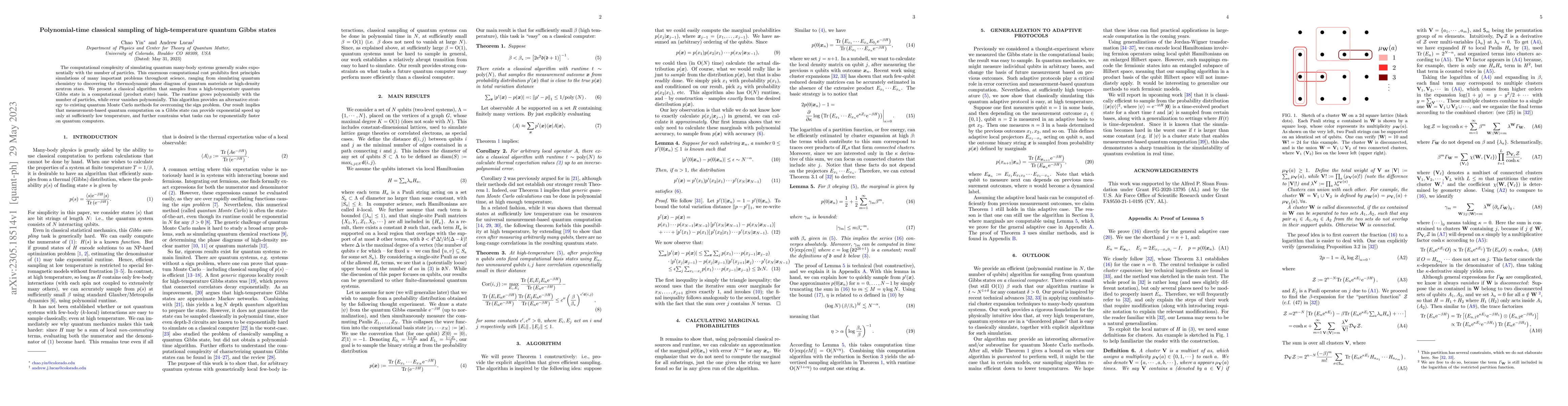 Thumbnail for Polynomial-time classical sampling of high-temperature quantum Gibbs
  states