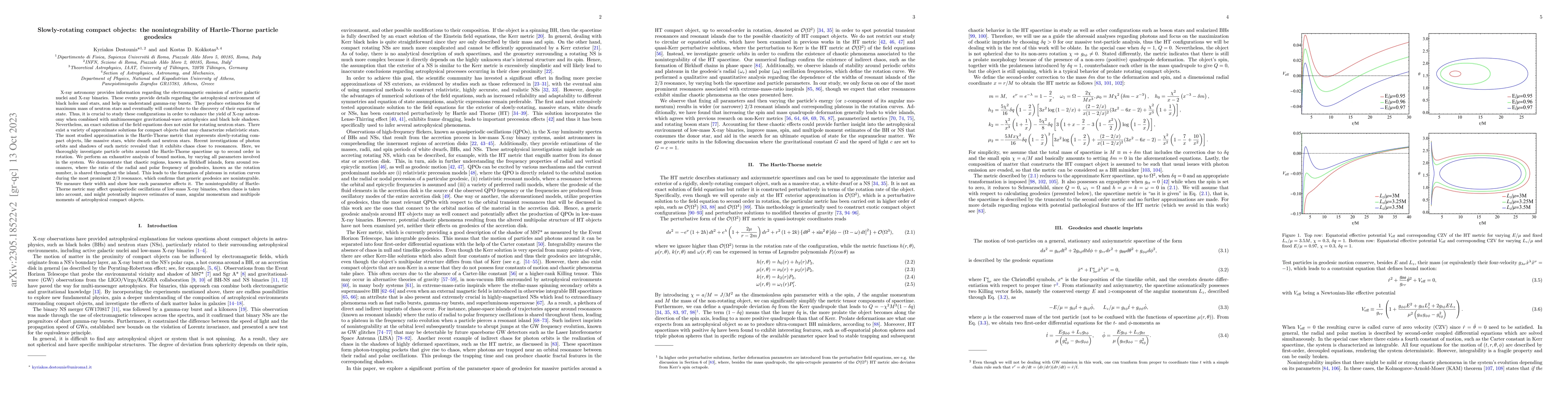 Thumbnail for Slowly-rotating compact objects: the nonintegrability of Hartle-Thorne
  particle geodesics