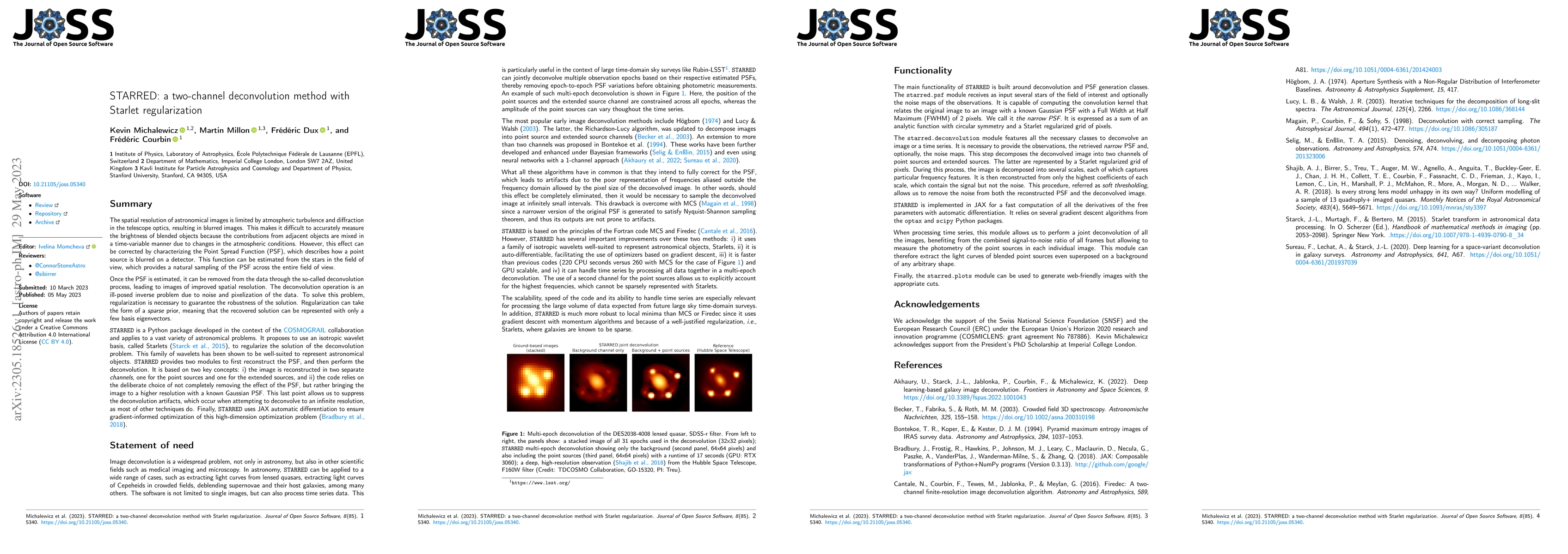 Thumbnail for STARRED: a two-channel deconvolution method with Starlet regularization