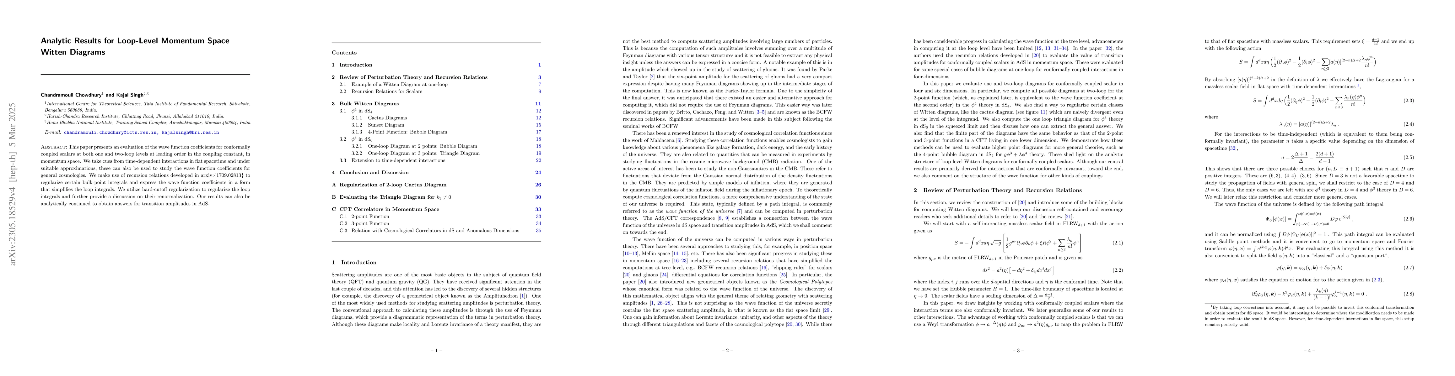 Thumbnail for Analytic Results for Loop-Level Momentum Space Witten Diagrams