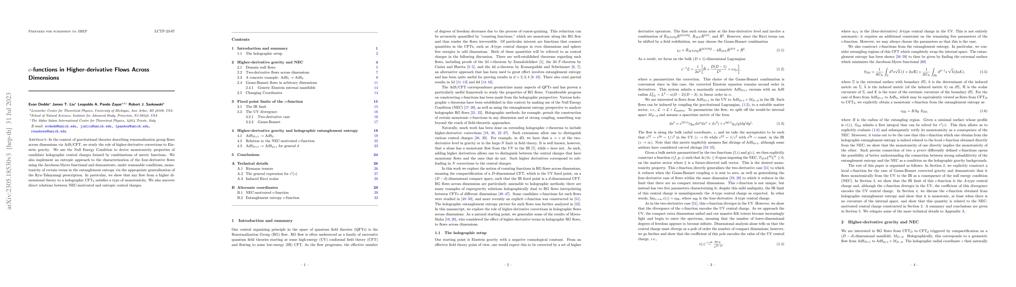 Thumbnail for $c$-functions in Higher-derivative Flows Across Dimensions
