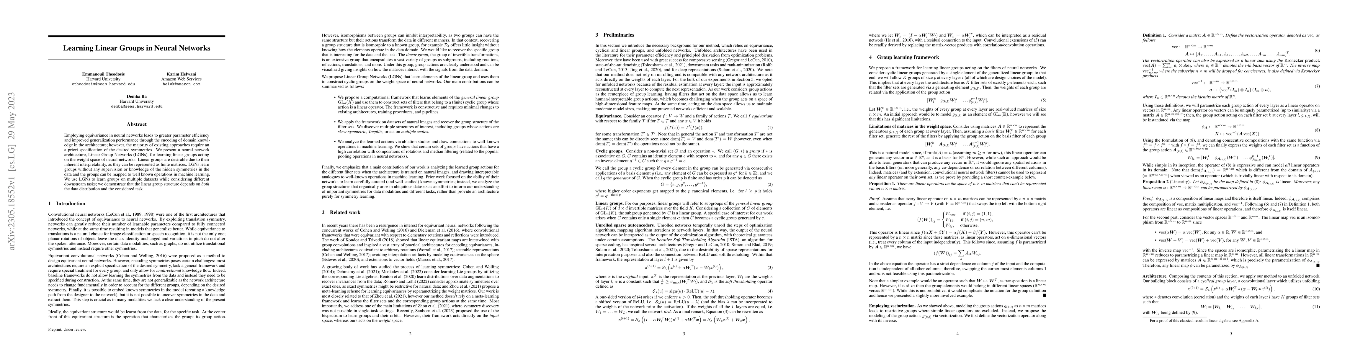Thumbnail for Learning Linear Groups in Neural Networks