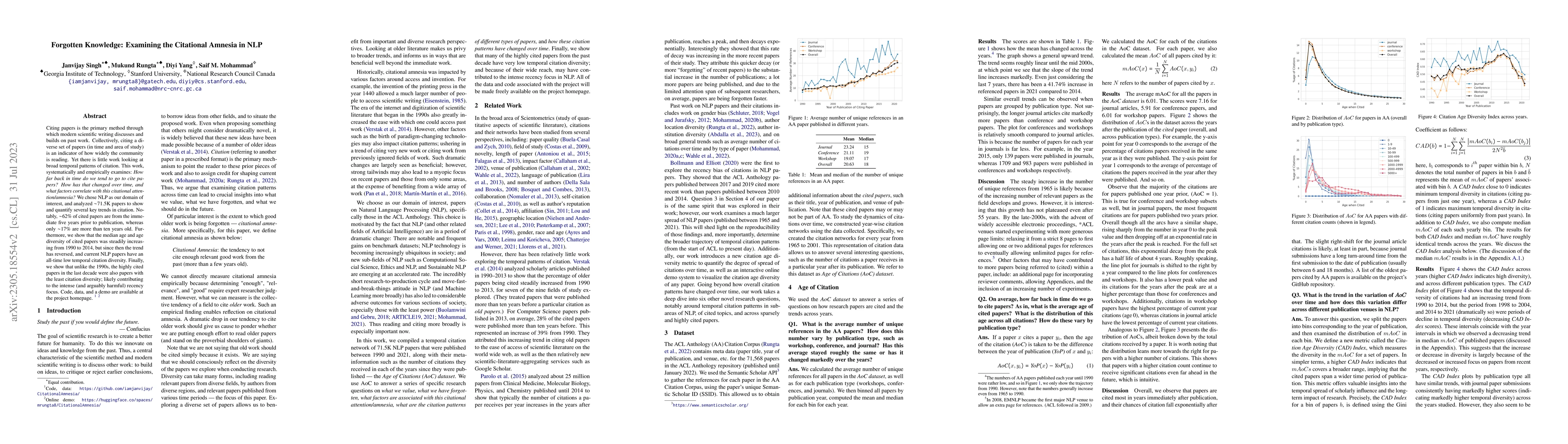 Thumbnail for Forgotten Knowledge: Examining the Citational Amnesia in NLP
