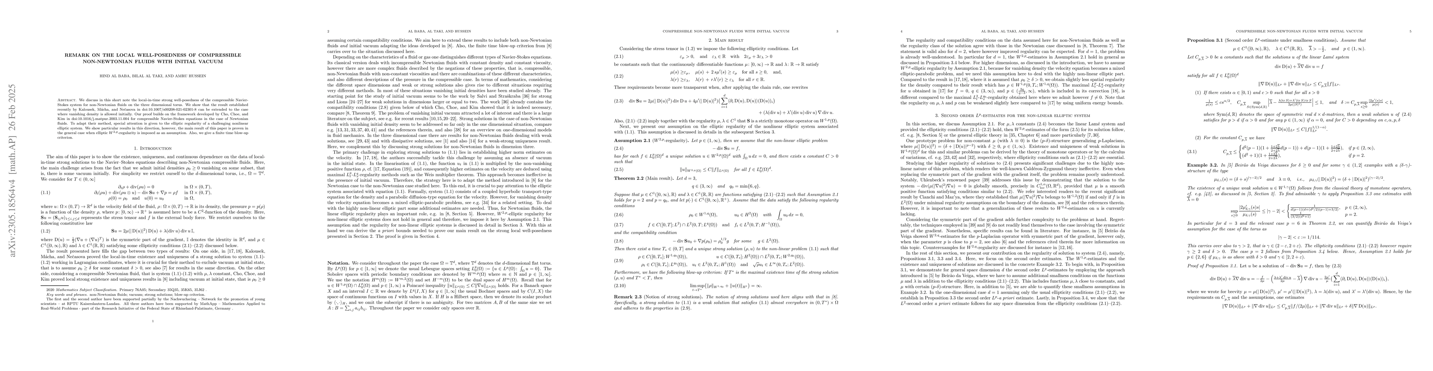 Thumbnail for Remark on the local well-posedness of compressible non-Newtonian fluids
  with initial vacuum