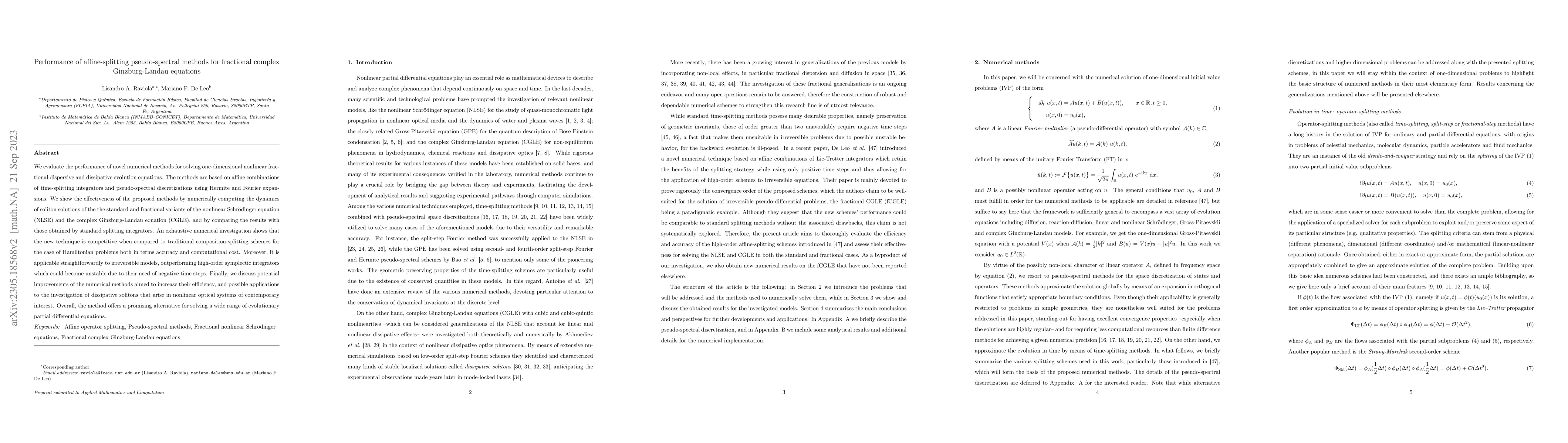 Thumbnail for Performance of affine-splitting pseudo-spectral methods for fractional
  complex Ginzburg-Landau equations