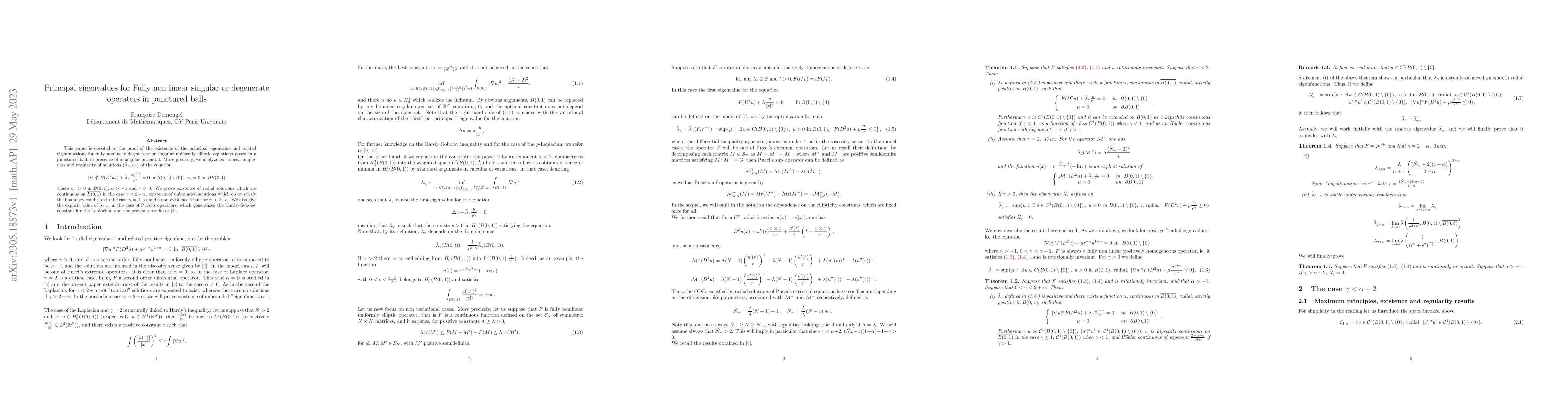 Thumbnail for Principal eigenvalues for Fully non linear singular or degenerate
  operators in punctured balls