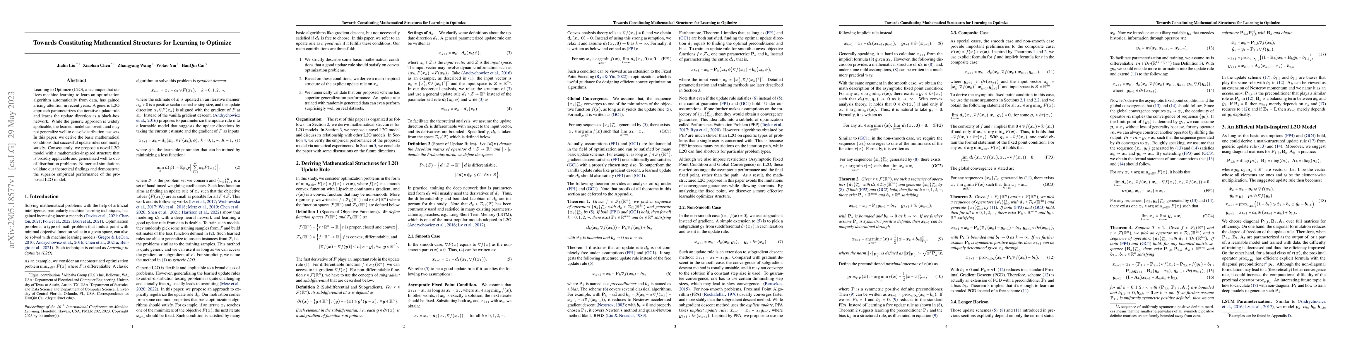 Thumbnail for Towards Constituting Mathematical Structures for Learning to Optimize