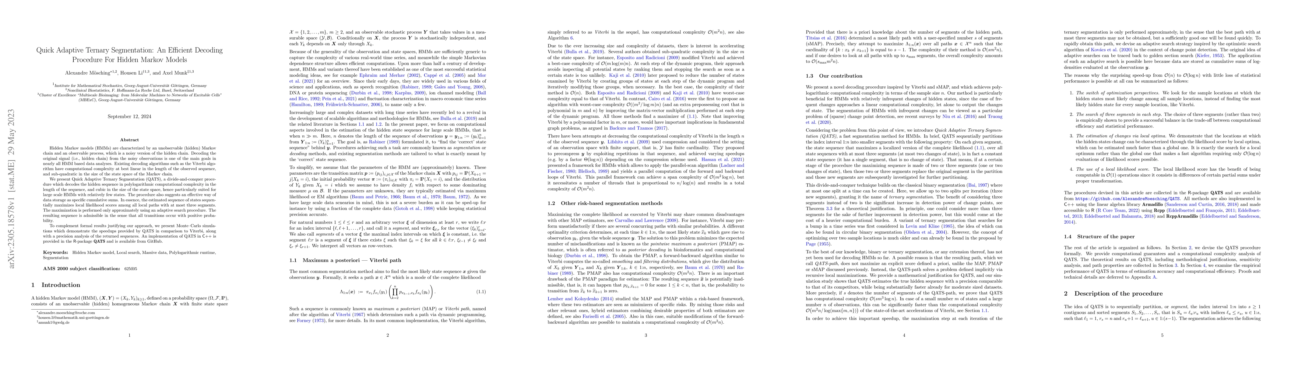 Thumbnail for Quick Adaptive Ternary Segmentation: An Efficient Decoding Procedure For
  Hidden Markov Models