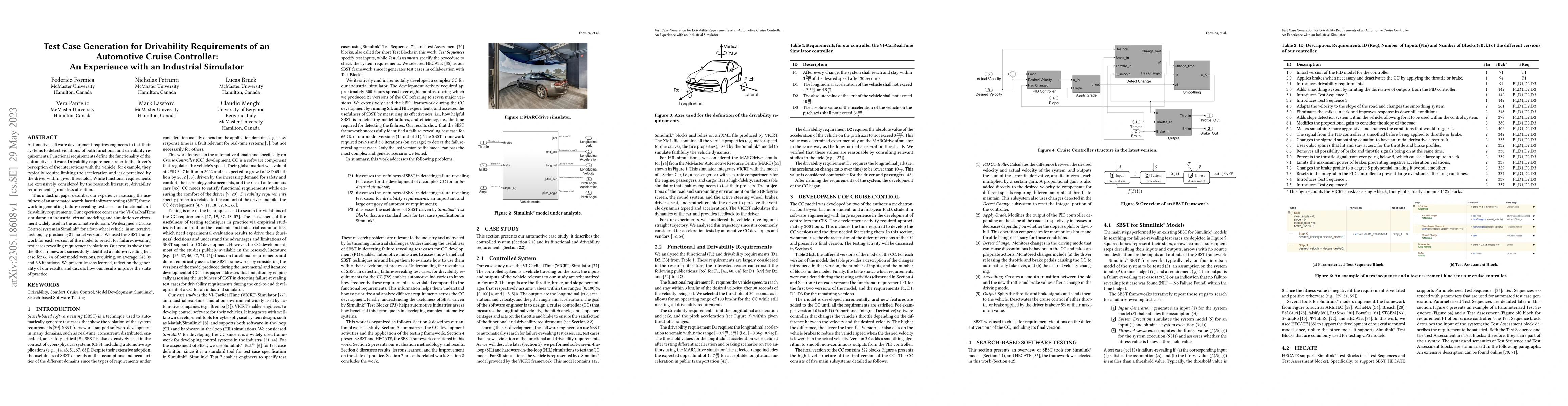 Thumbnail for Test Case Generation for Drivability Requirements of an Automotive
  Cruise Controller: An Experience with an Industrial Simulator