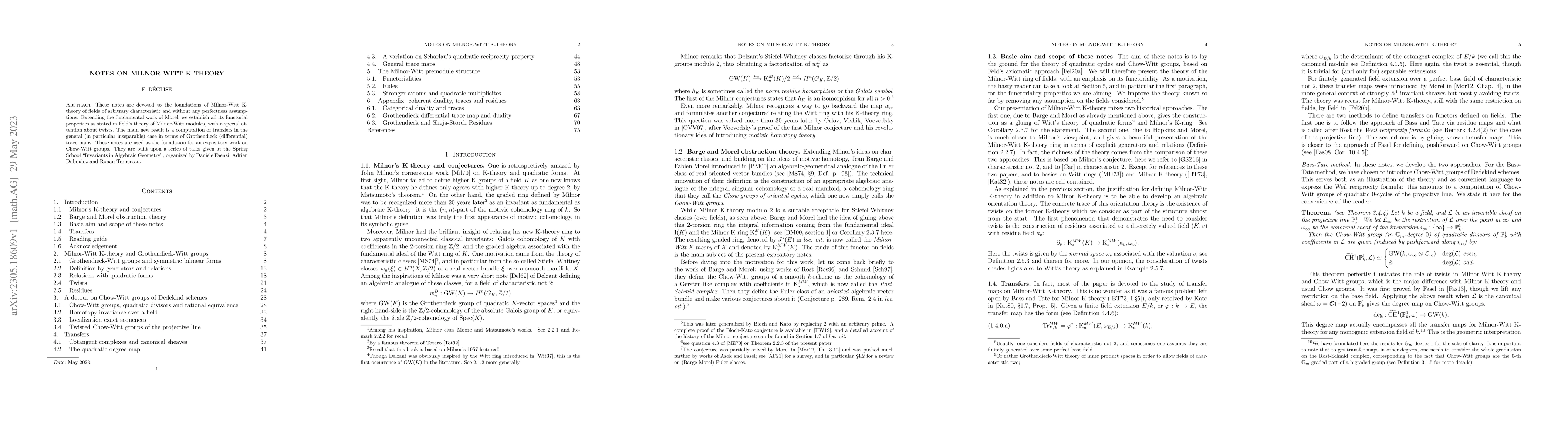 Thumbnail for Notes on Milnor-Witt K-theory