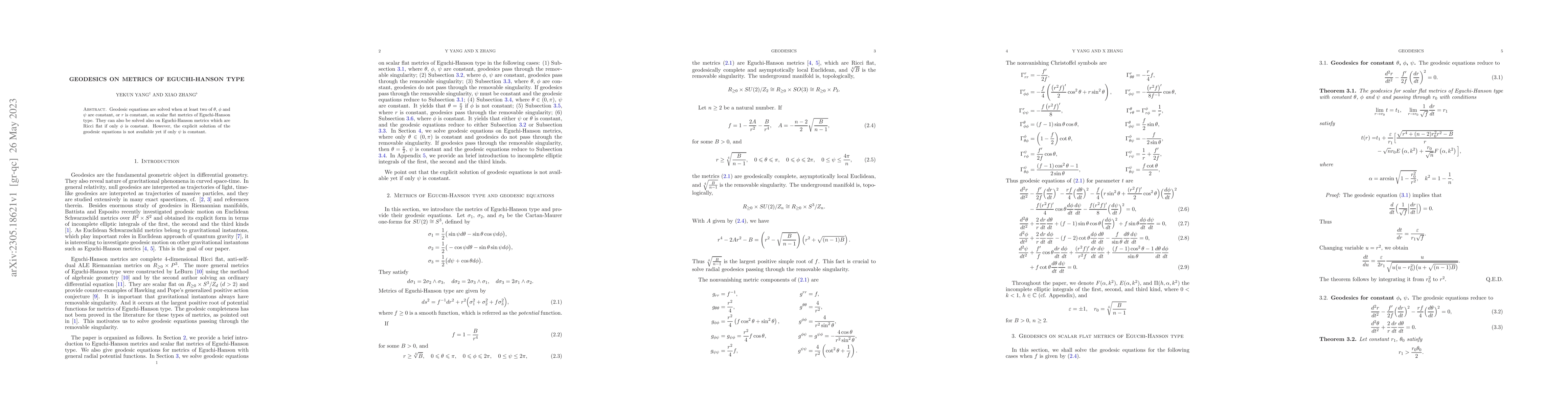 Thumbnail for Geodesics on metrics of Eguchi-Hanson type