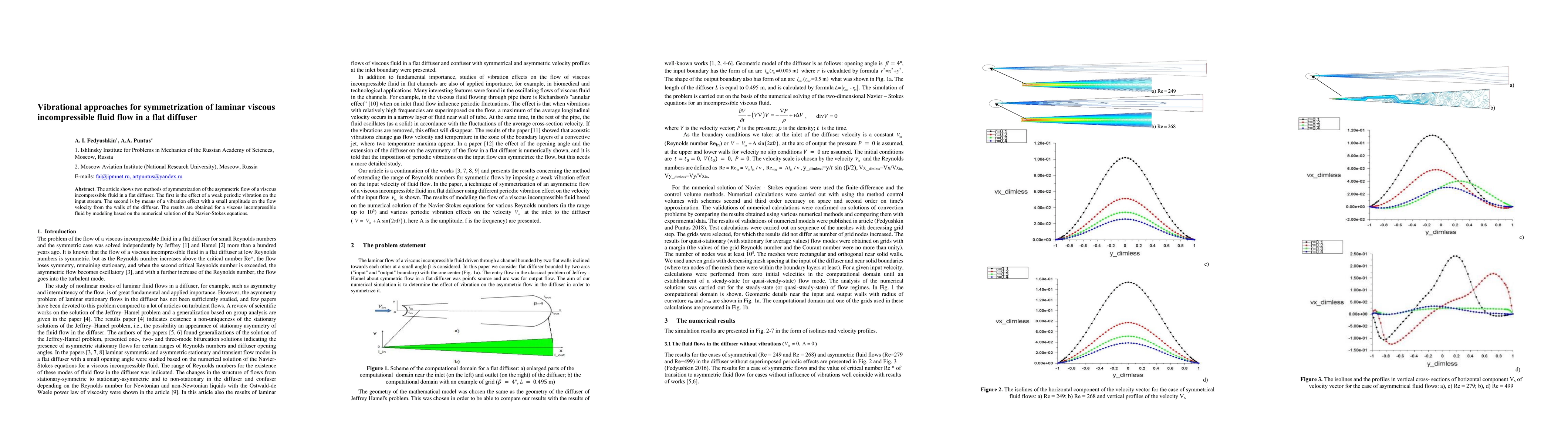 Thumbnail for Symmetrization of laminar viscous fluid flow in a flat diffuser by
  periodic impaction on the inlet flow velocity