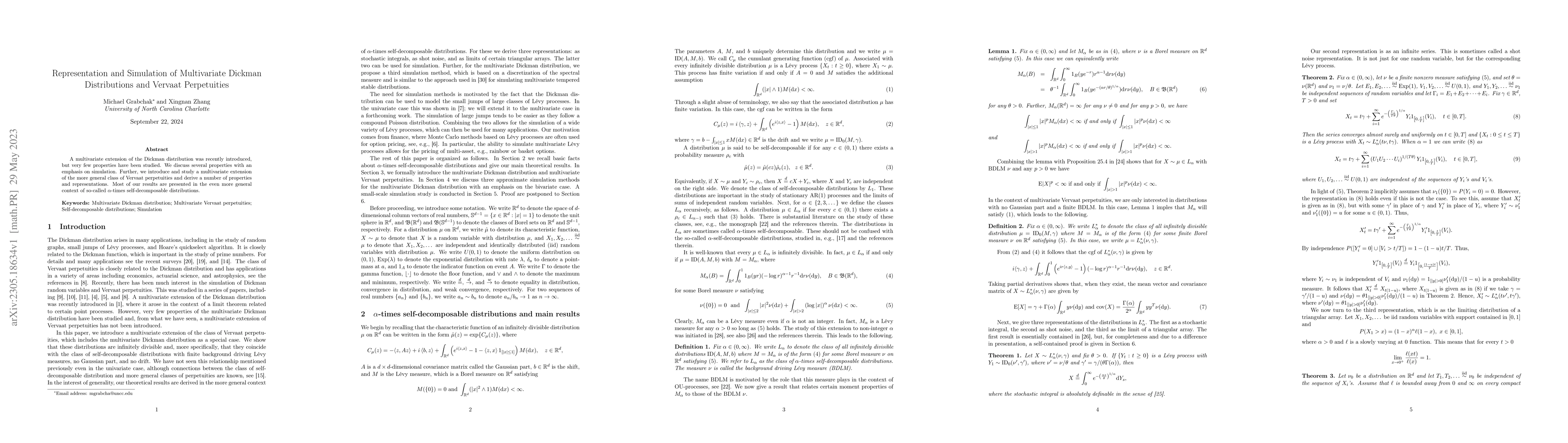 Thumbnail for Representation and Simulation of Multivariate Dickman Distributions and
  Vervaat Perpetuities