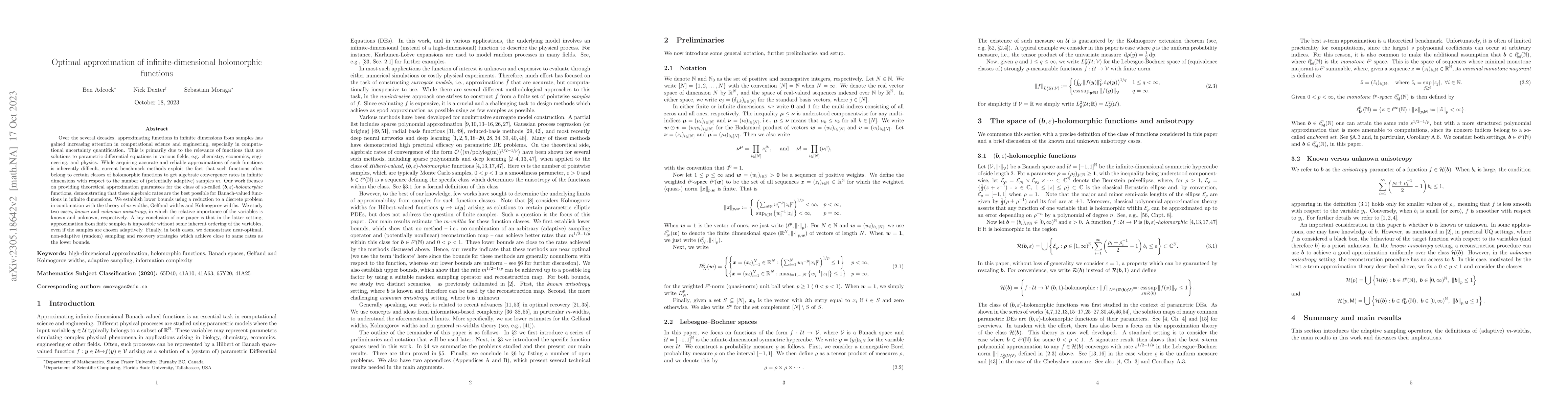 Thumbnail for Optimal approximation of infinite-dimensional holomorphic functions
