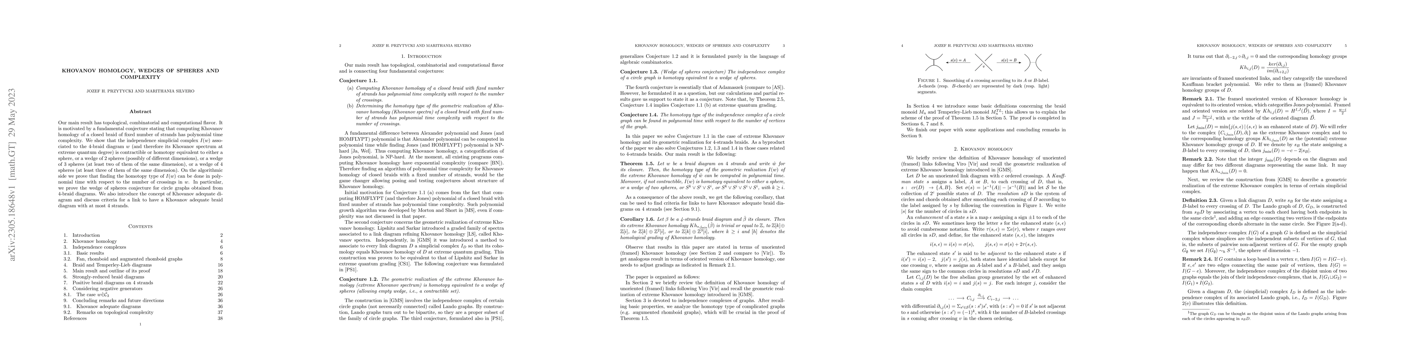 Thumbnail for Khovanov homology, wedges of spheres and complexity