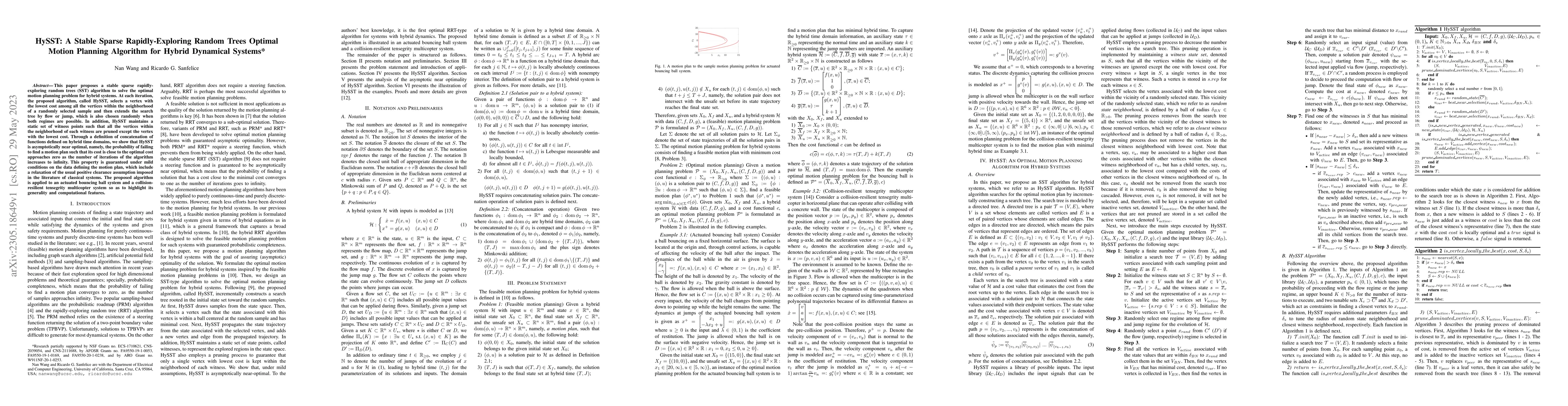 Thumbnail for HySST: A Stable Sparse Rapidly-Exploring Random Trees Optimal Motion
  Planning Algorithm for Hybrid Dynamical Systems