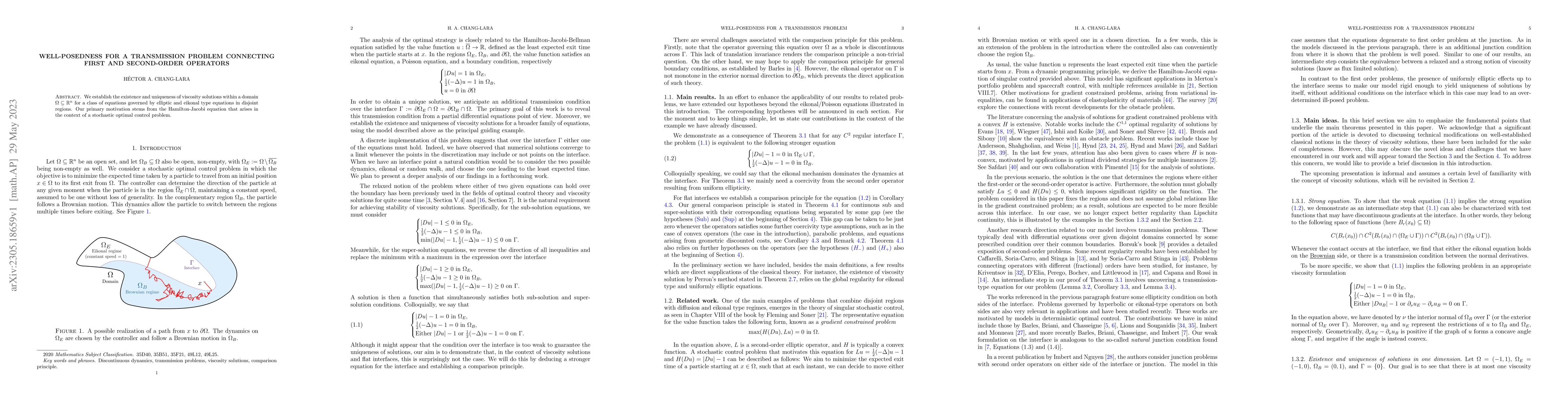 Thumbnail for Well-posedness for a transmission problem connecting first and
  second-order operators