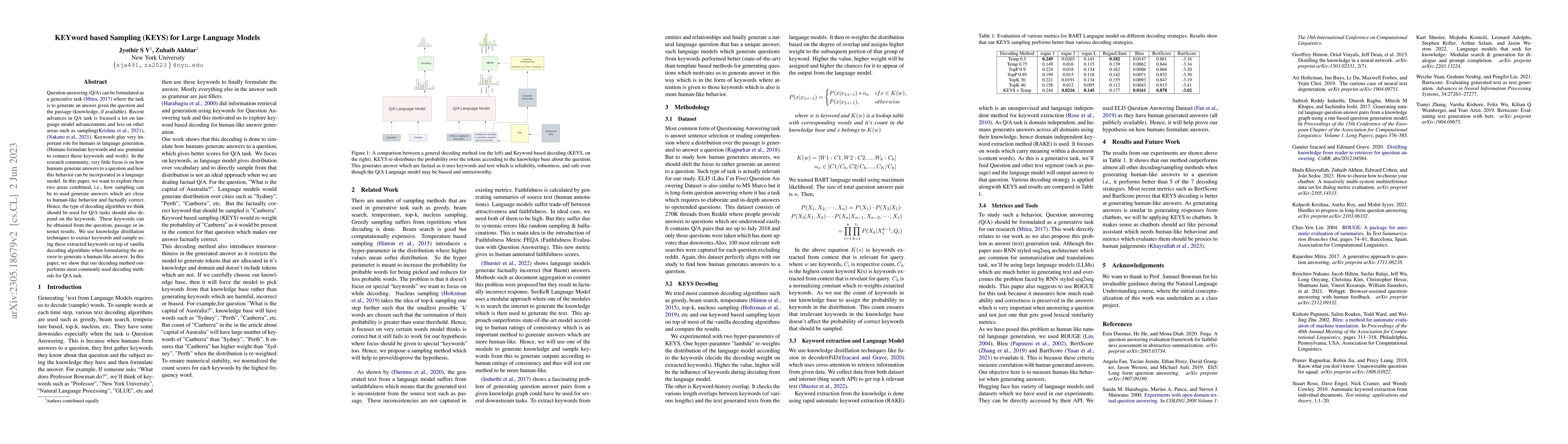 Thumbnail for KEYword based Sampling (KEYS) for Large Language Models