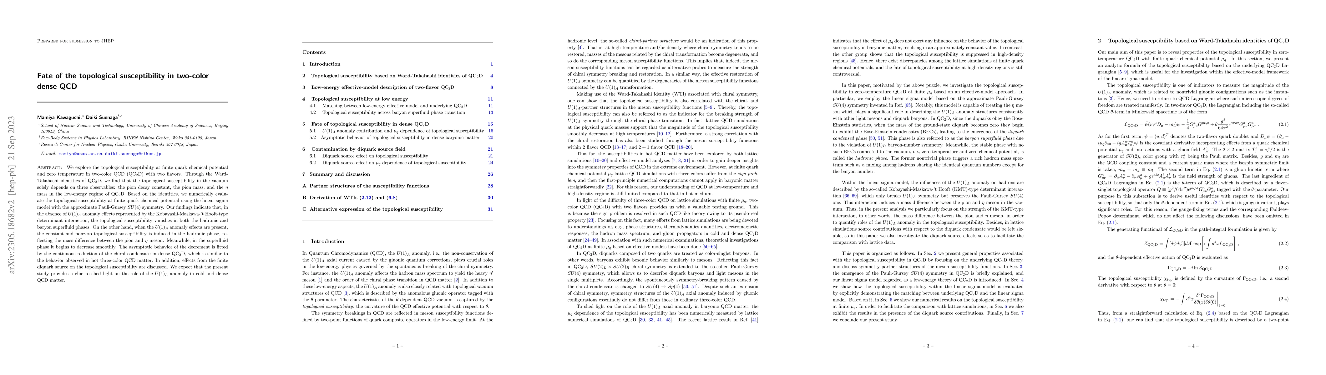 Thumbnail for Fate of the topological susceptibility in two-color dense QCD