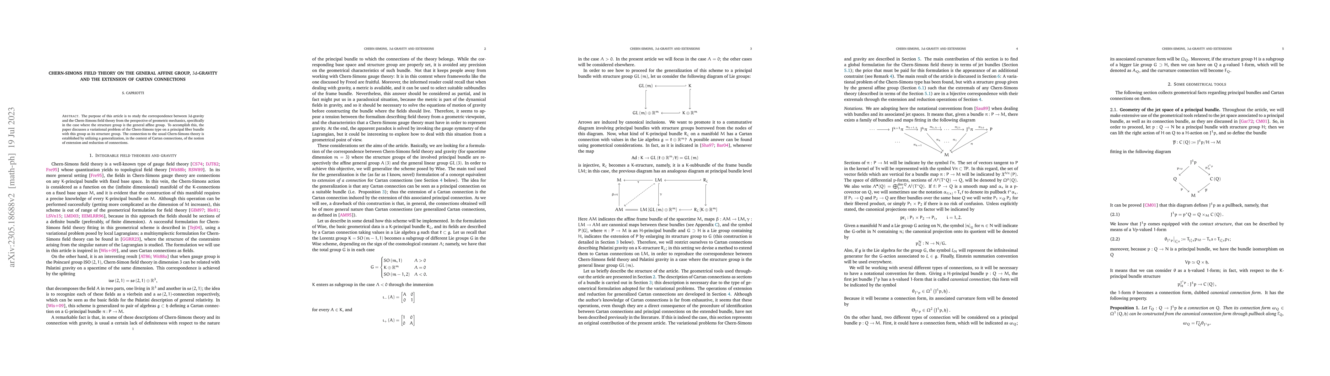Thumbnail for Chern-Simons field theory on the general affine group, $3d$-gravity and
  the extension of Cartan connections