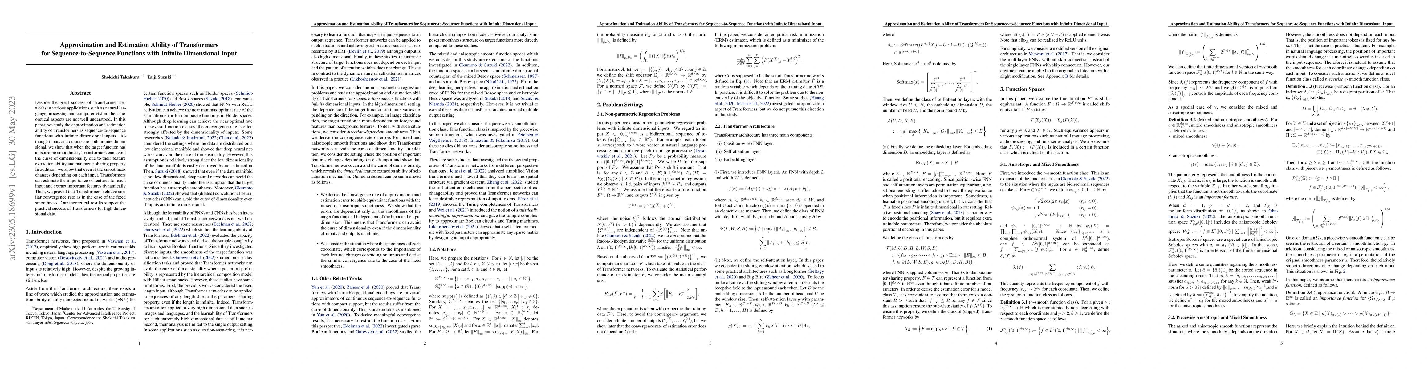 Thumbnail for Approximation and Estimation Ability of Transformers for
  Sequence-to-Sequence Functions with Infinite Dimensional Input