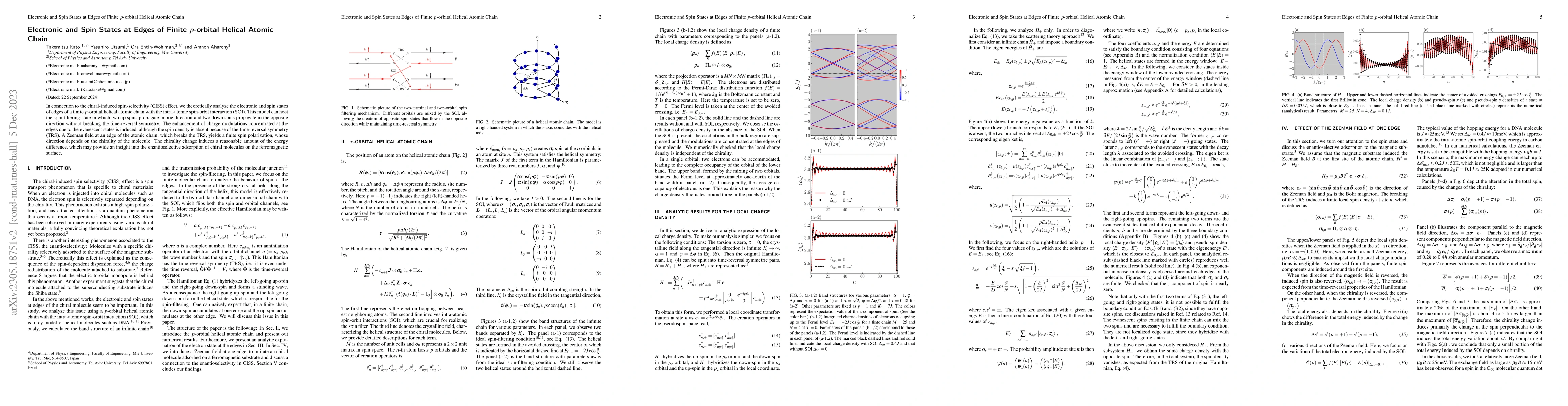 Thumbnail for Electronic and Spin States at Edges of Finite $p$-orbital Helical Atomic
  Chain