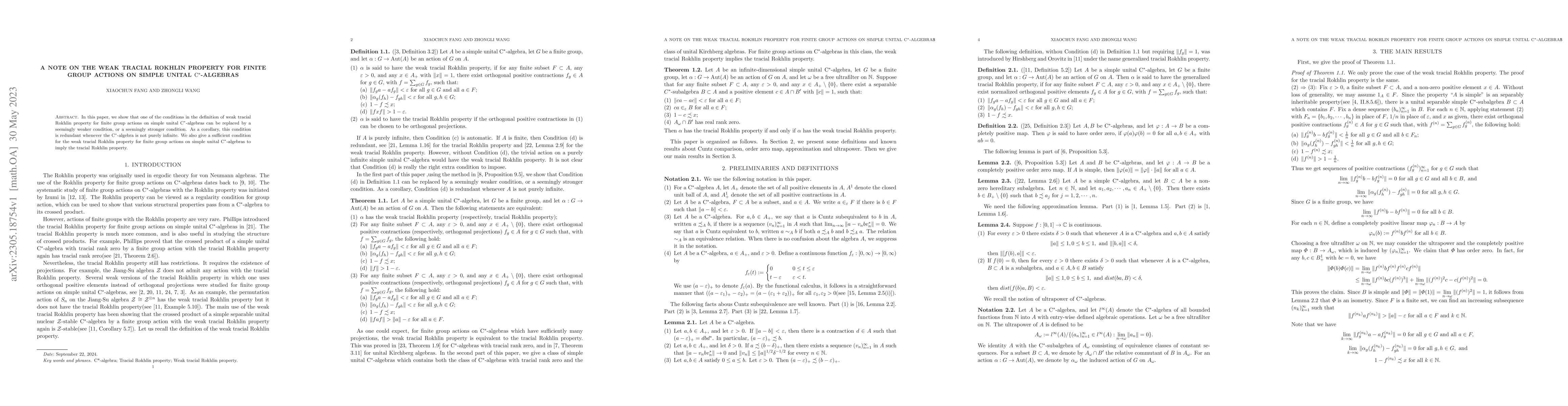 Thumbnail for A note on the weak tracial Rokhlin property for finite group actions on
  simple unital C*-algebras
