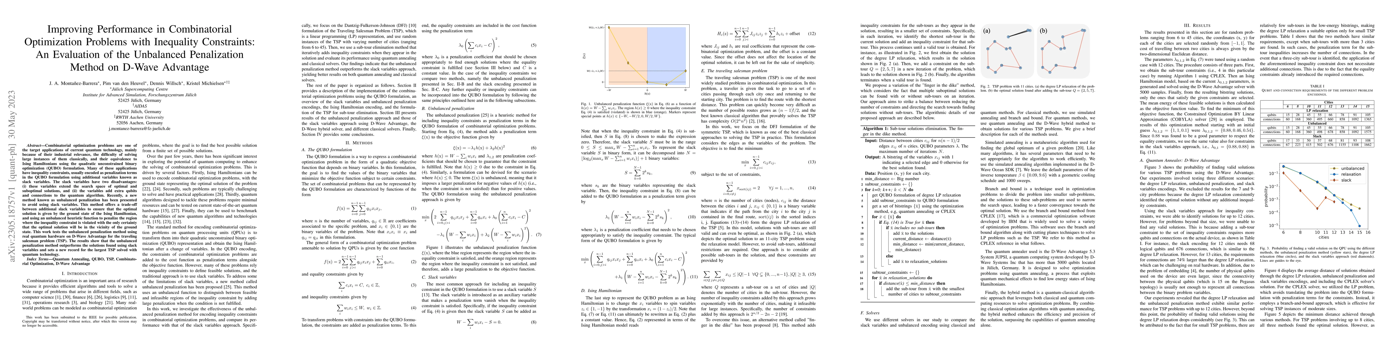 Thumbnail for Improving Performance in Combinatorial Optimization Problems with
  Inequality Constraints: An Evaluation of the Unbalanced Penalization Method
  on D-Wave Advantage