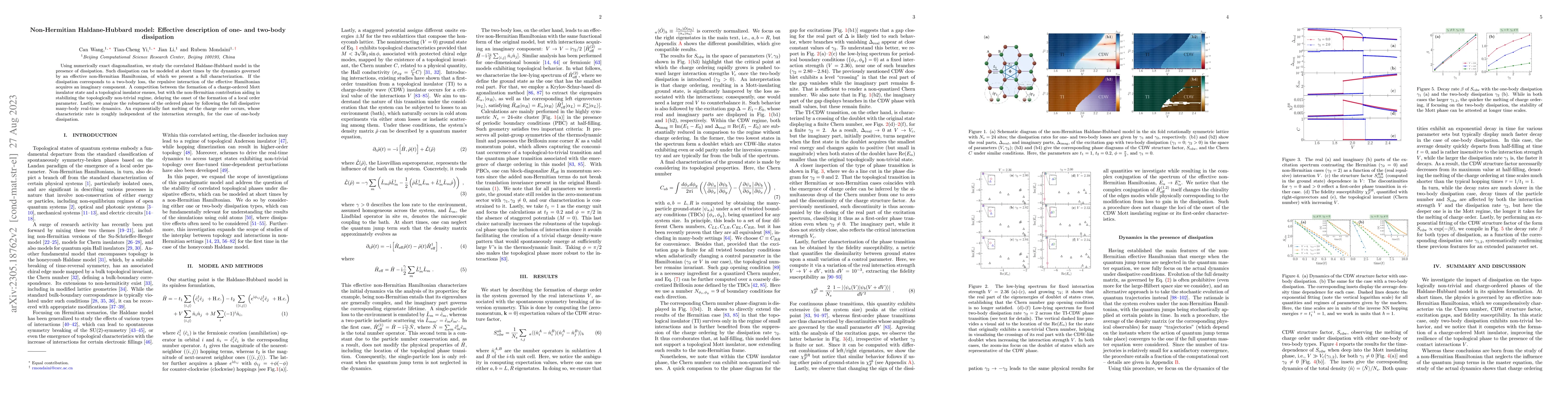 Thumbnail for Non-Hermitian Haldane-Hubbard model: Effective description of one- and
  two-body dissipation