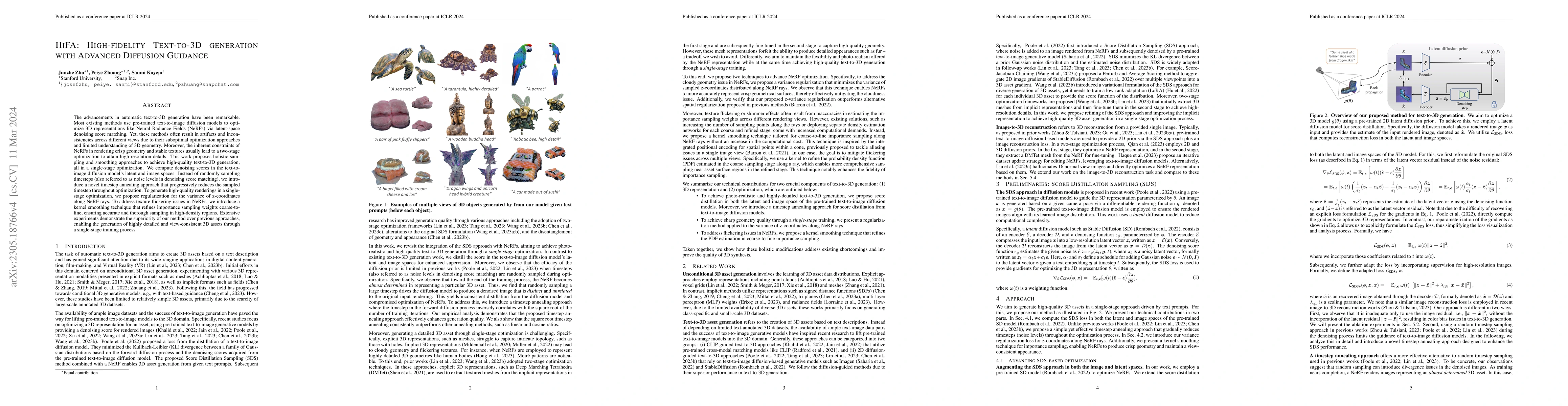 Thumbnail for HiFA: High-fidelity Text-to-3D Generation with Advanced Diffusion
  Guidance