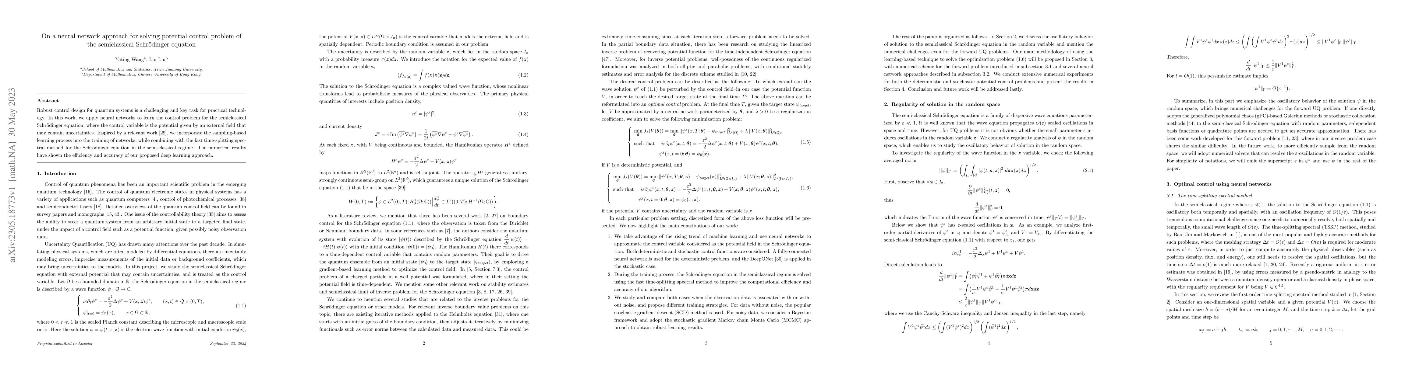 Thumbnail for On a neural network approach for solving potential control problem of
  the semiclassical Schr\"odinger equation