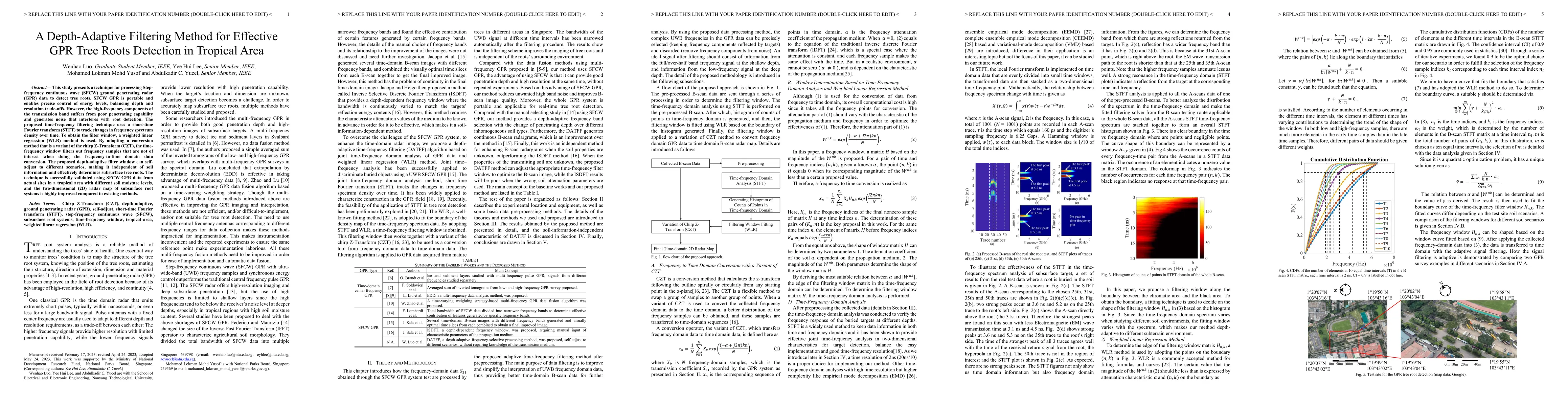 Thumbnail for A Depth-Adaptive Filtering Method for Effective GPR Tree Roots Detection
  in Tropical Area