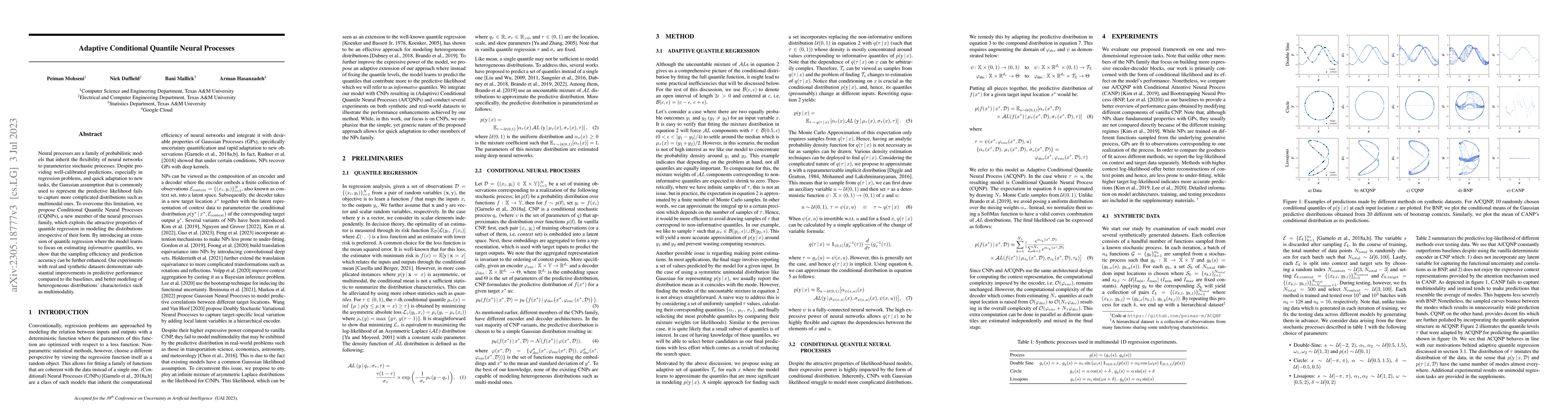 Thumbnail for Adaptive Conditional Quantile Neural Processes