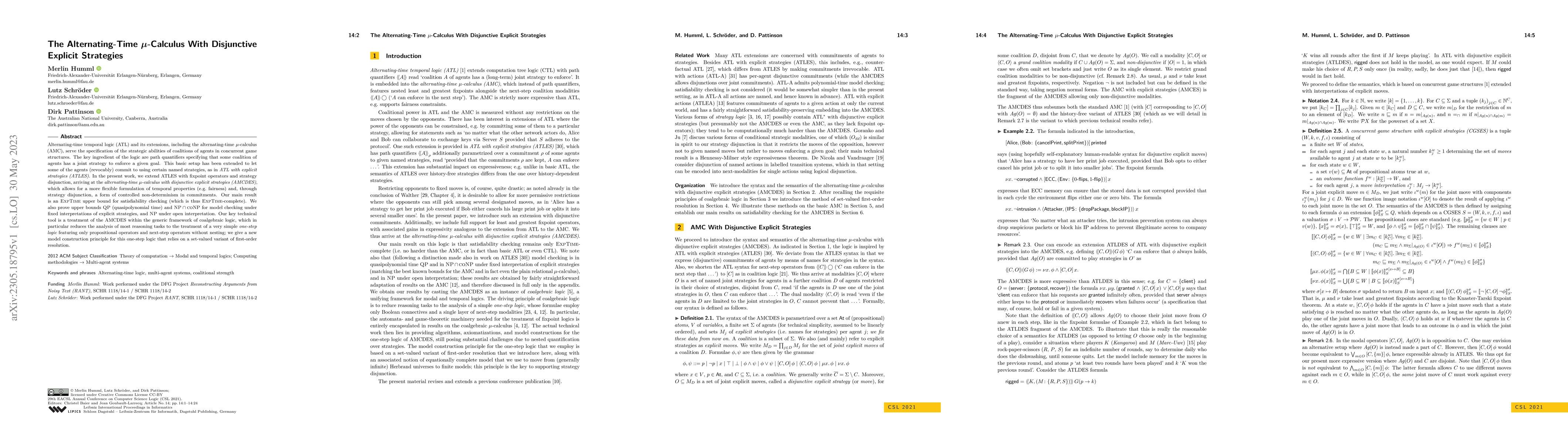 Thumbnail for The Alternating-Time \mu-Calculus With Disjunctive Explicit Strategies