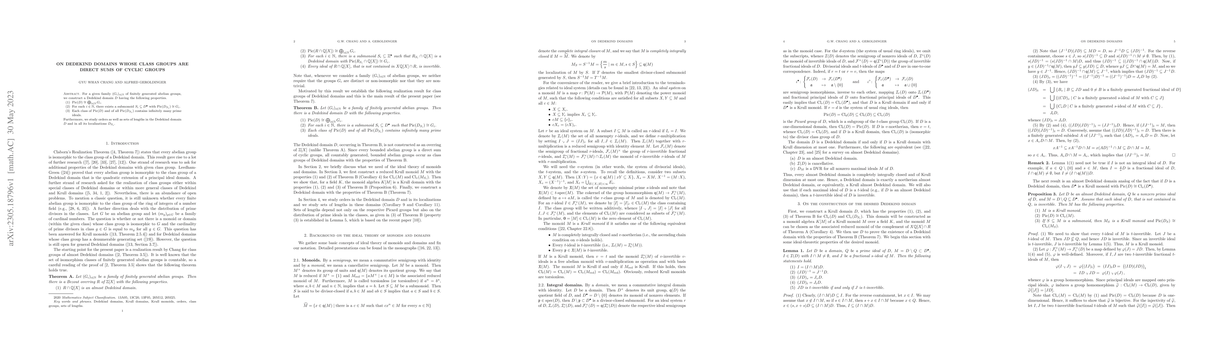 Thumbnail for On Dedekind domains whose class groups are direct sums of cyclic groups