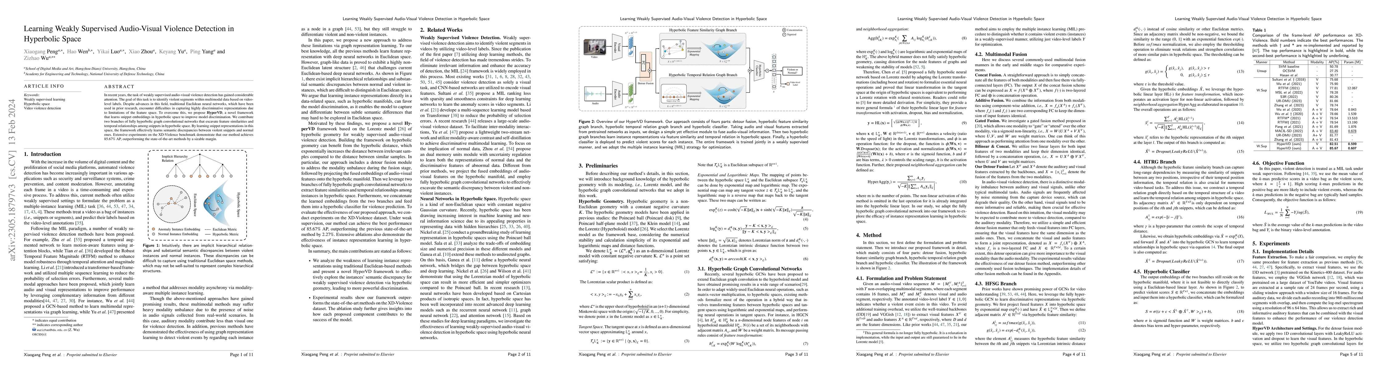 Thumbnail for Learning Weakly Supervised Audio-Visual Violence Detection in Hyperbolic
  Space