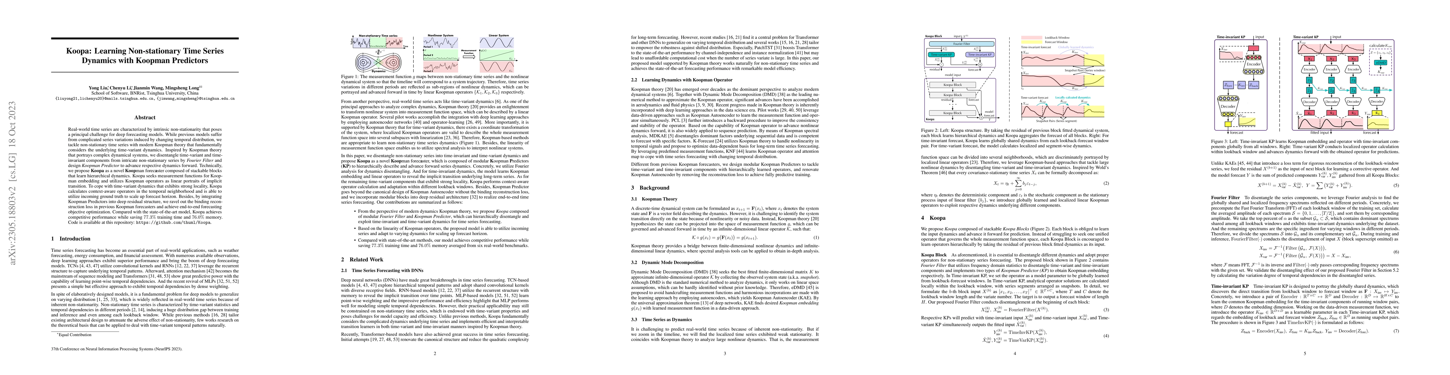 Thumbnail for Koopa: Learning Non-stationary Time Series Dynamics with Koopman
  Predictors