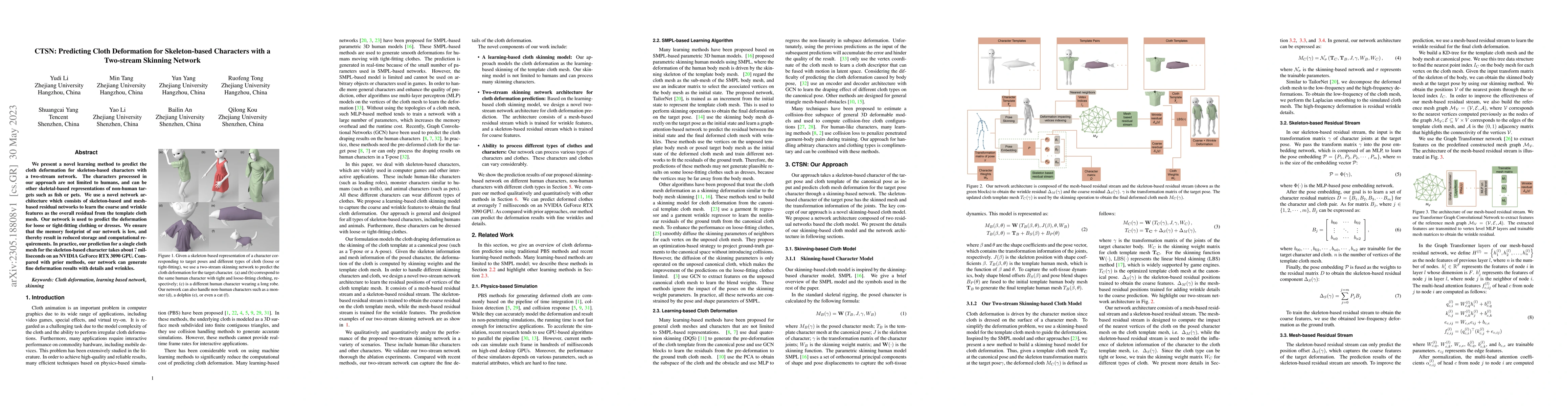 Thumbnail for CTSN: Predicting Cloth Deformation for Skeleton-based Characters with a
  Two-stream Skinning Network