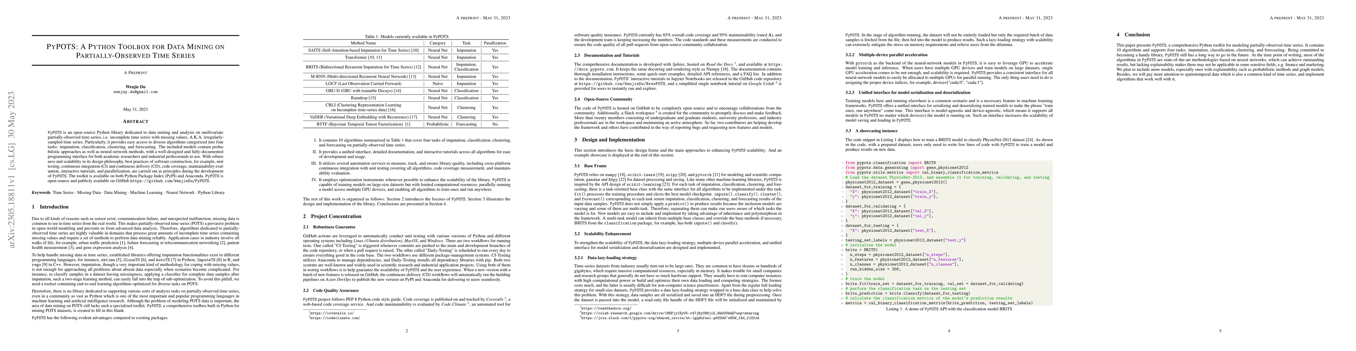 Thumbnail for PyPOTS: A Python Toolbox for Data Mining on Partially-Observed Time
  Series