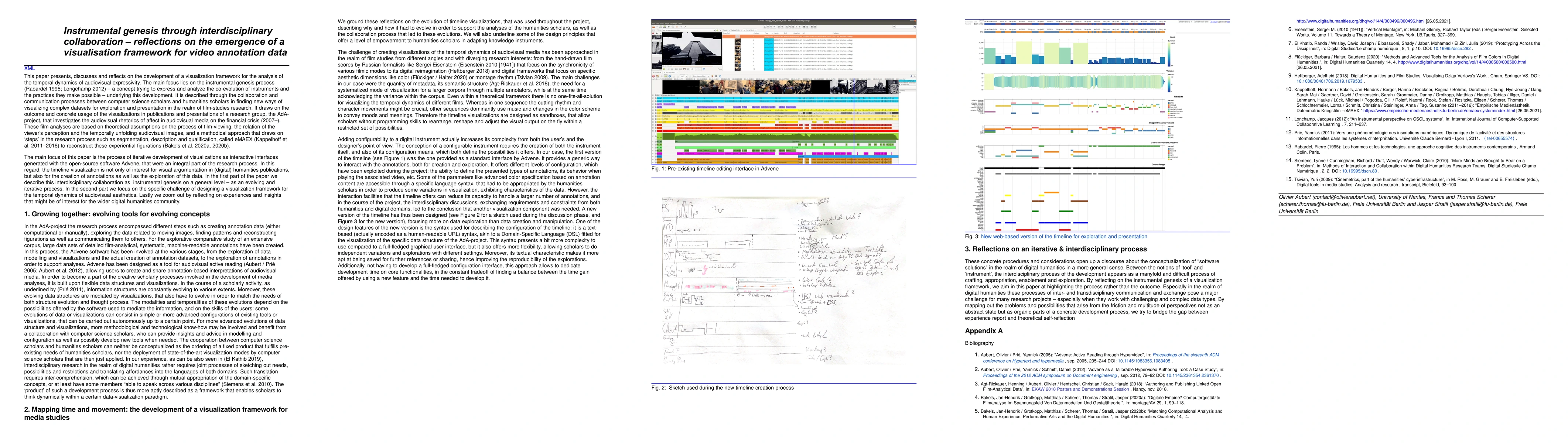 Thumbnail for Instrumental genesis through interdisciplinary collaboration --
  reflections on the emergence of a visualisation framework for video
  annotation data