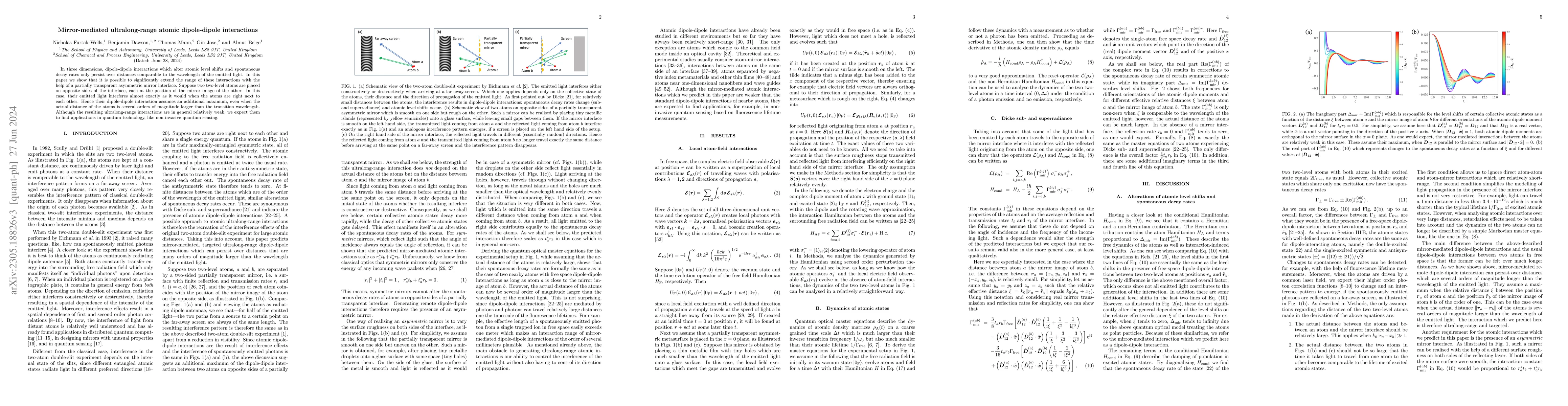 Thumbnail for Mirror-mediated ultralong-range atomic dipole-dipole interactions