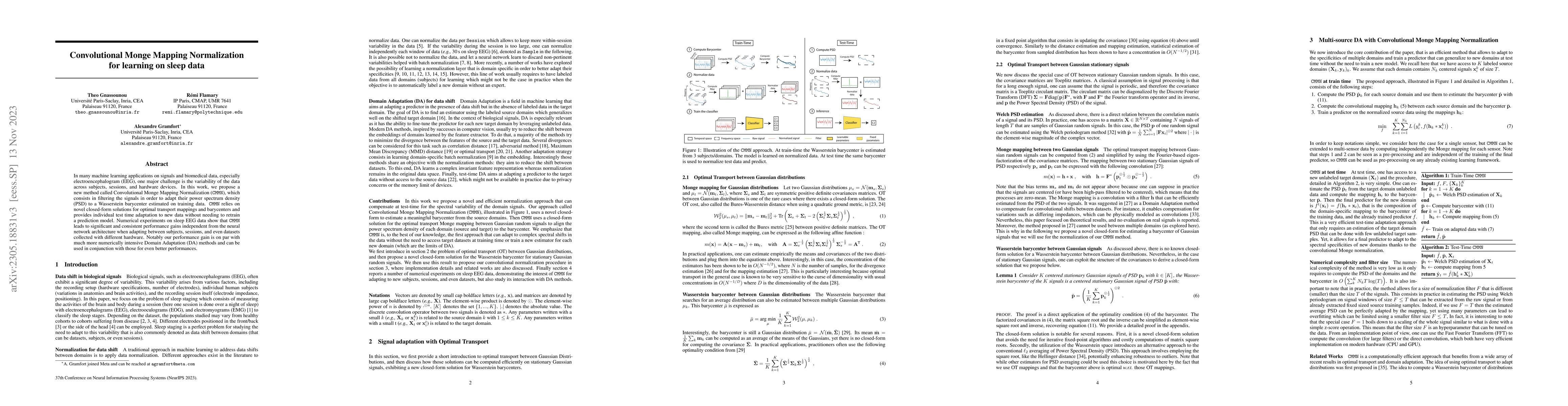 Thumbnail for Convolutional Monge Mapping Normalization for learning on sleep data